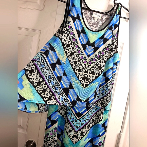 💕 3/$15 "Beige" Blue Dress Large like new - Picture 8 of 8